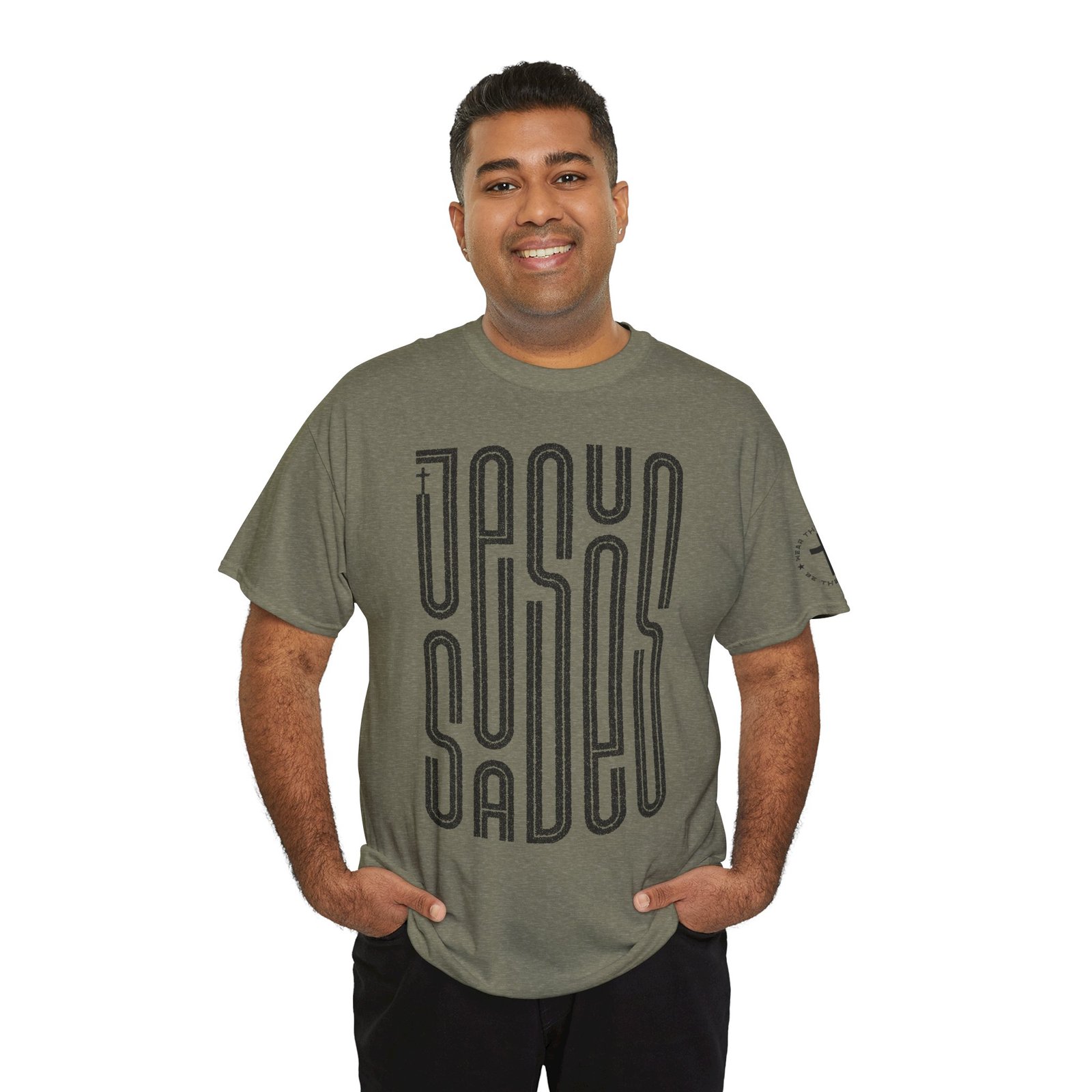 "JESUS SAVES" T-Shirt — Retro Maze Typography Tee - Image 68