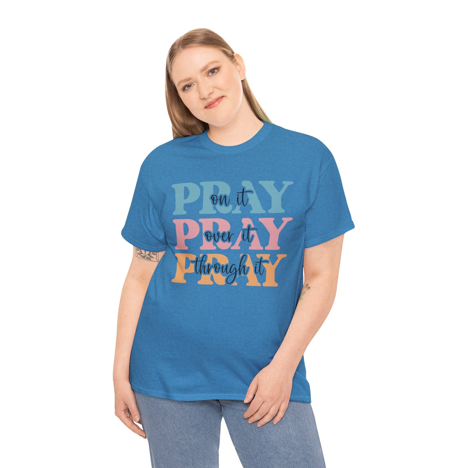 Pray On It Over It Through It T-Shirt — Inspirational Christian Tee - Image 55