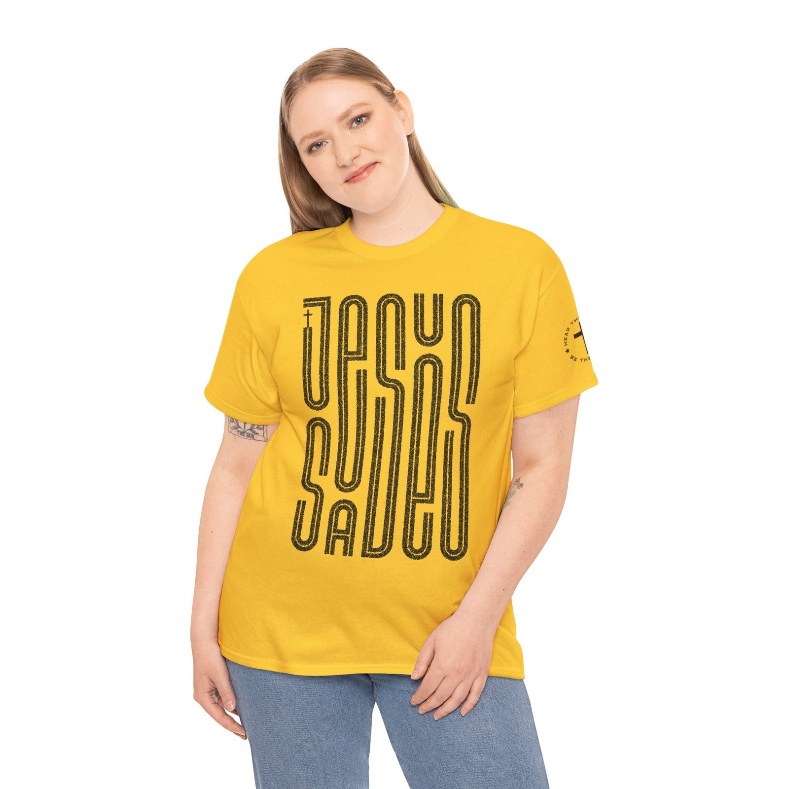 "JESUS SAVES" T-Shirt — Retro Maze Typography Tee - Image 5