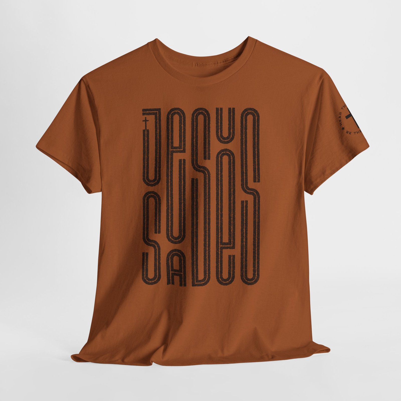 "JESUS SAVES" T-Shirt — Retro Maze Typography Tee - Image 44