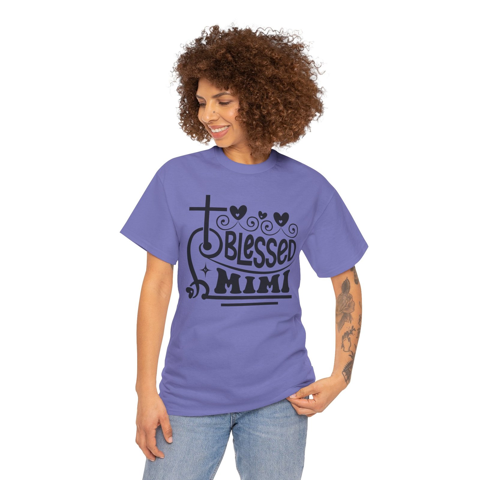 Blessed Mimi Tee — Cross & Hearts Christian Gift for Grandma - Image 68