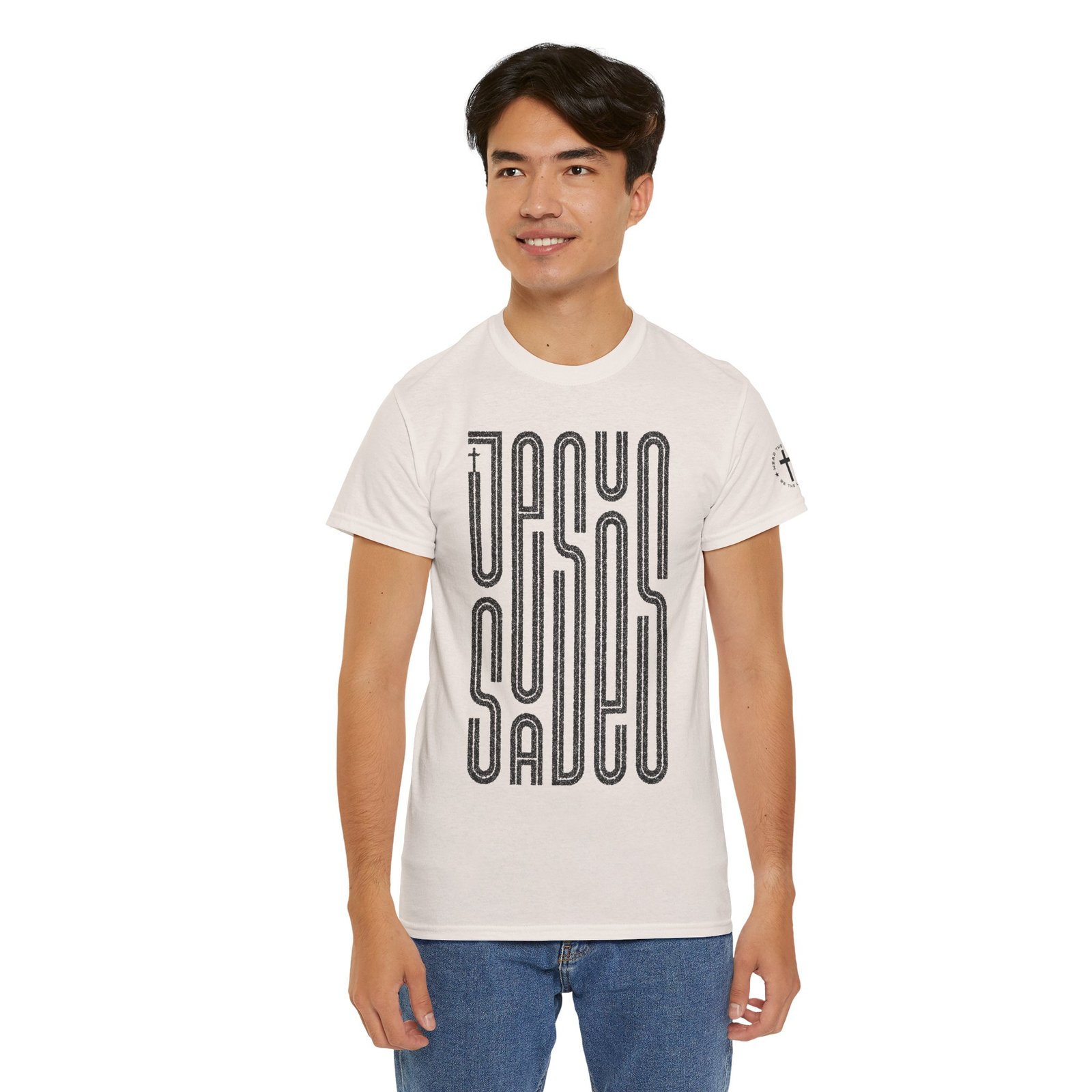 "JESUS SAVES" T-Shirt — Retro Maze Typography Tee - Image 39