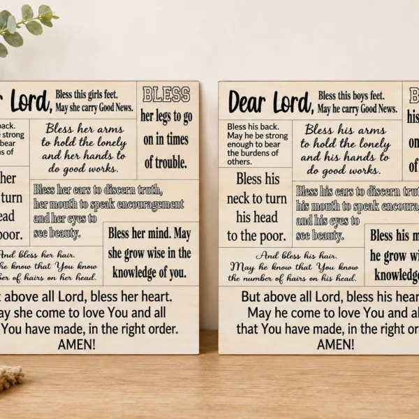 Prayer for Boys & Girls Wooden Sign | 12" x 12" Christian Nursery & Bedroom Decor
